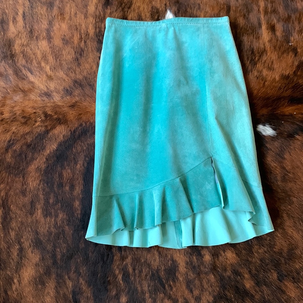 Turquoise BCBG leather skirt